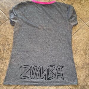 Like New - Zumba V-Neck Gray Graphic Tee
